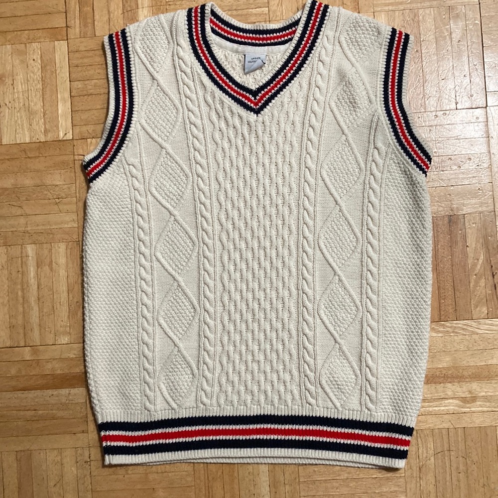 Urban Outfitters Cream V-Neck Sweater Vest